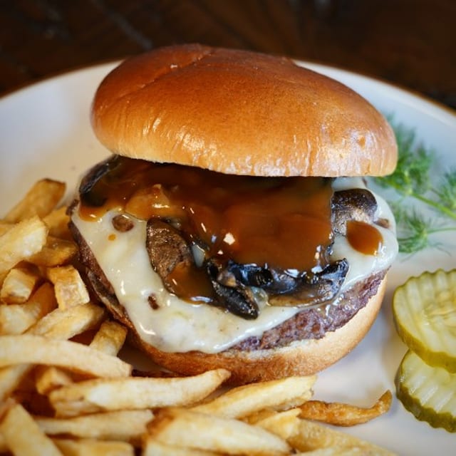 Mushroom Swiss Burger.